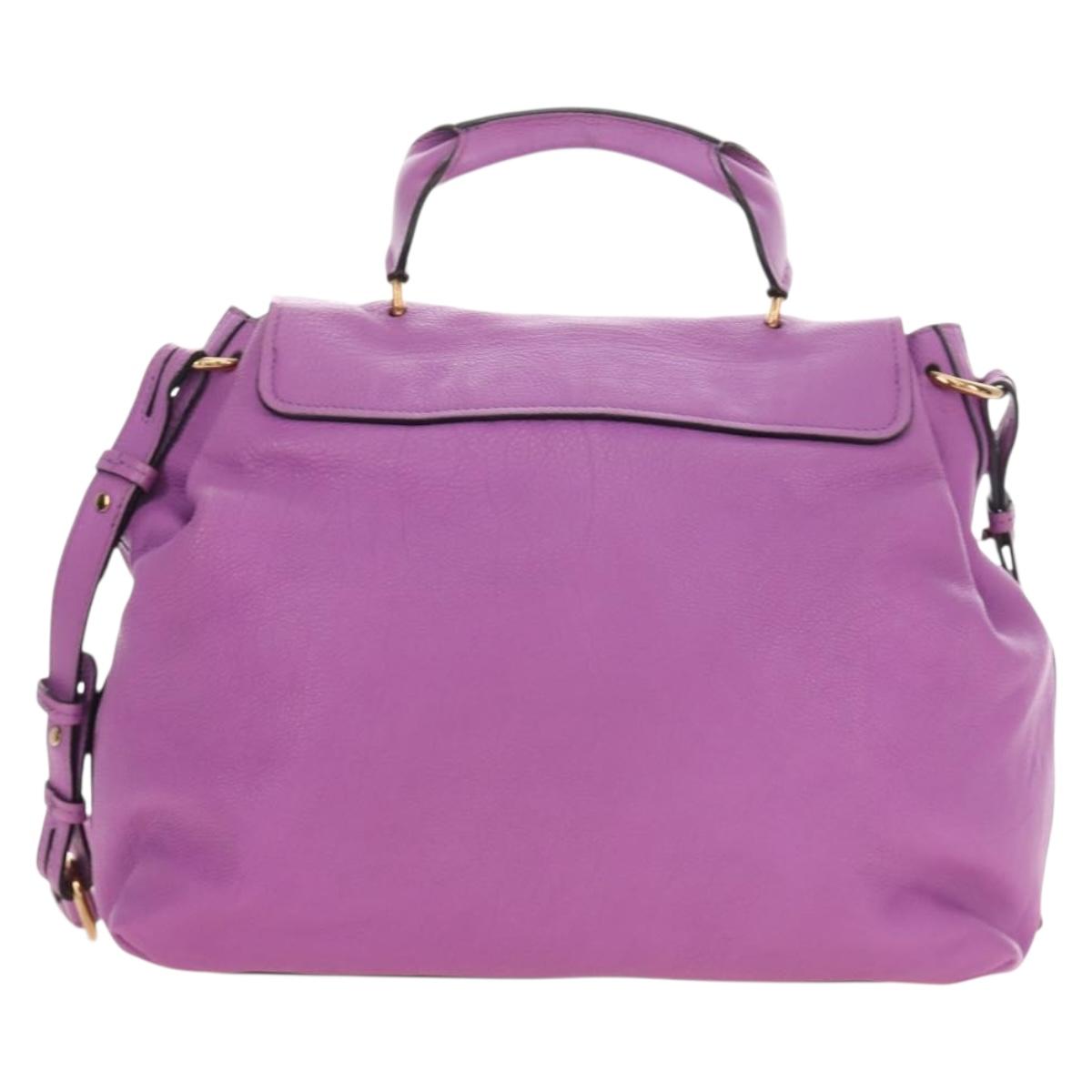 Chloe Elsie Hand Bag Leather 2way Purple Gold Auth am12030V