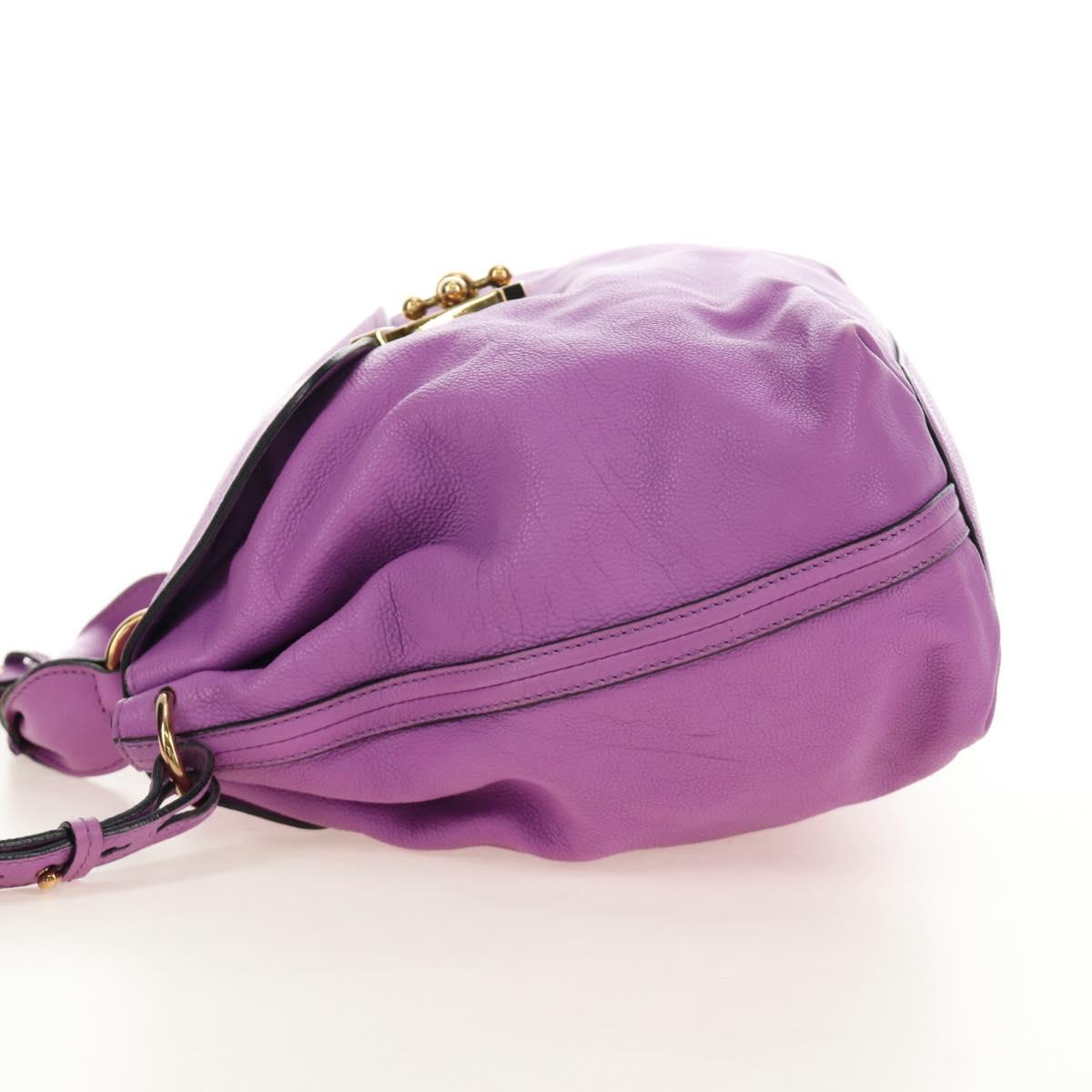 Chloe Elsie Hand Bag Leather 2way Purple Gold Auth am12030V