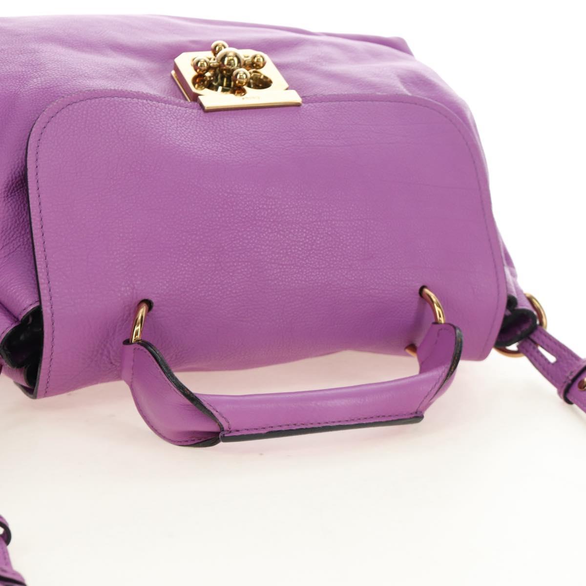 Chloe Elsie Hand Bag Leather 2way Purple Gold Auth am12030V