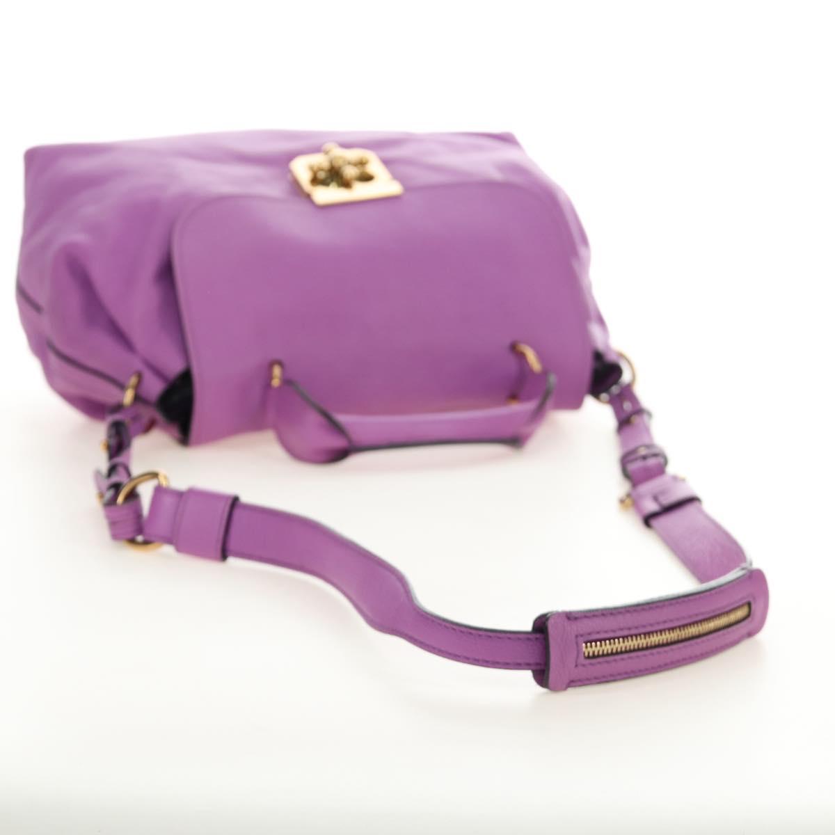 Chloe Elsie Hand Bag Leather 2way Purple Gold Auth am12030V