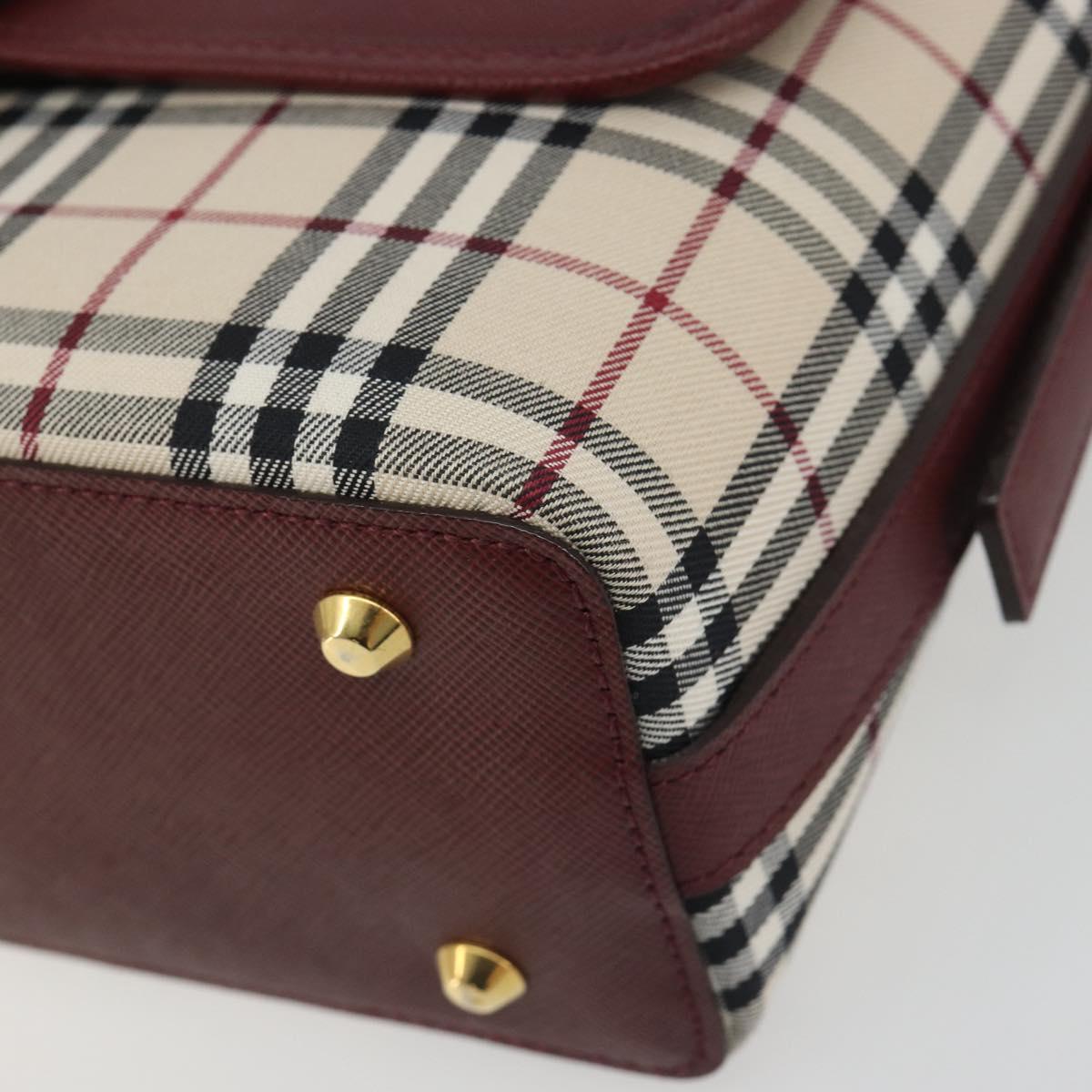 BURBERRY Nova Check Hand Bag Canvas Beige Gold Auth am12032V