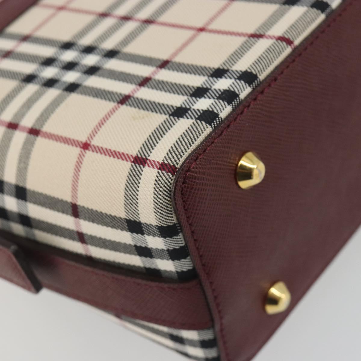 BURBERRY Nova Check Hand Bag Canvas Beige Gold Auth am12032V