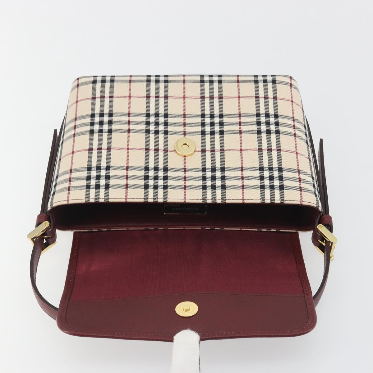 BURBERRY Nova Check Hand Bag Canvas Beige Gold Auth am12032V