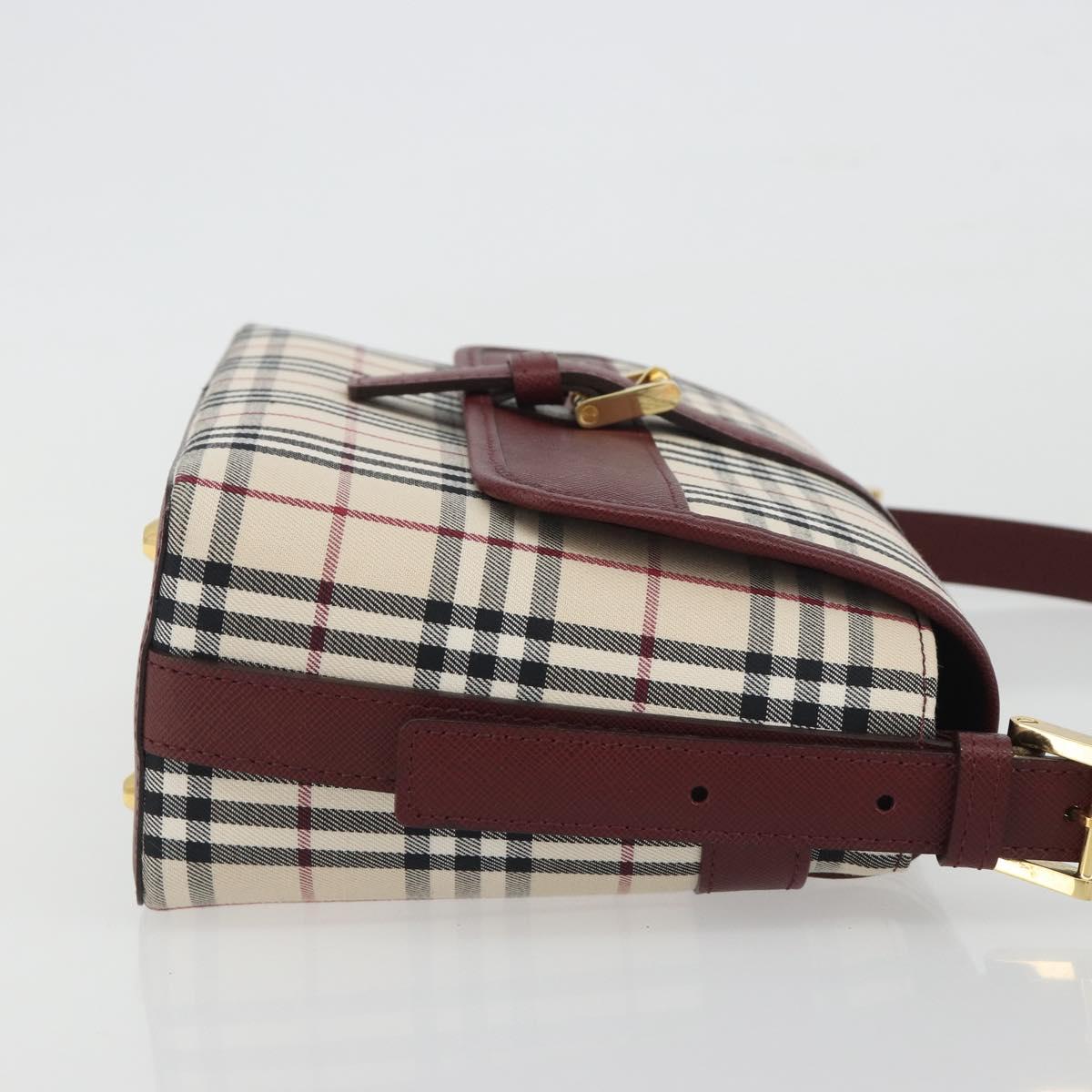BURBERRY Nova Check Hand Bag Canvas Beige Gold Auth am12032V