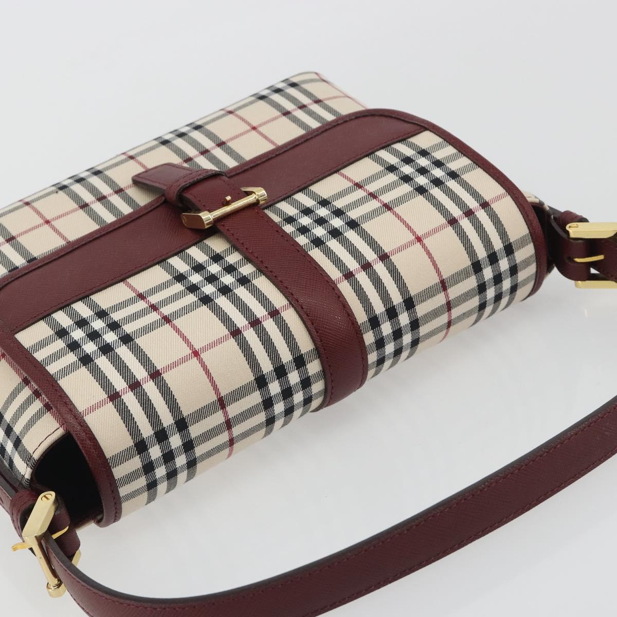BURBERRY Nova Check Hand Bag Canvas Beige Gold Auth am12032V