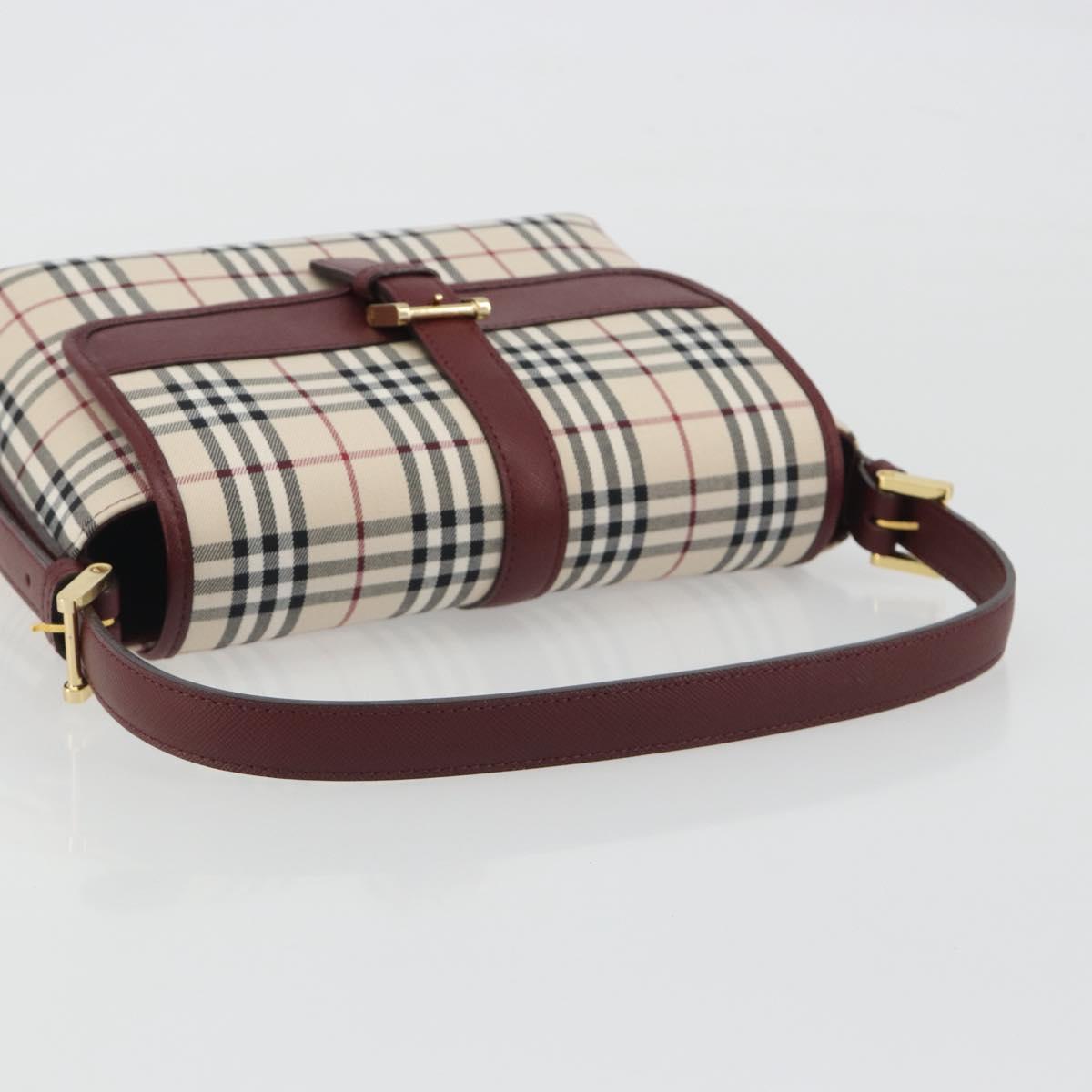 BURBERRY Nova Check Hand Bag Canvas Beige Gold Auth am12032V