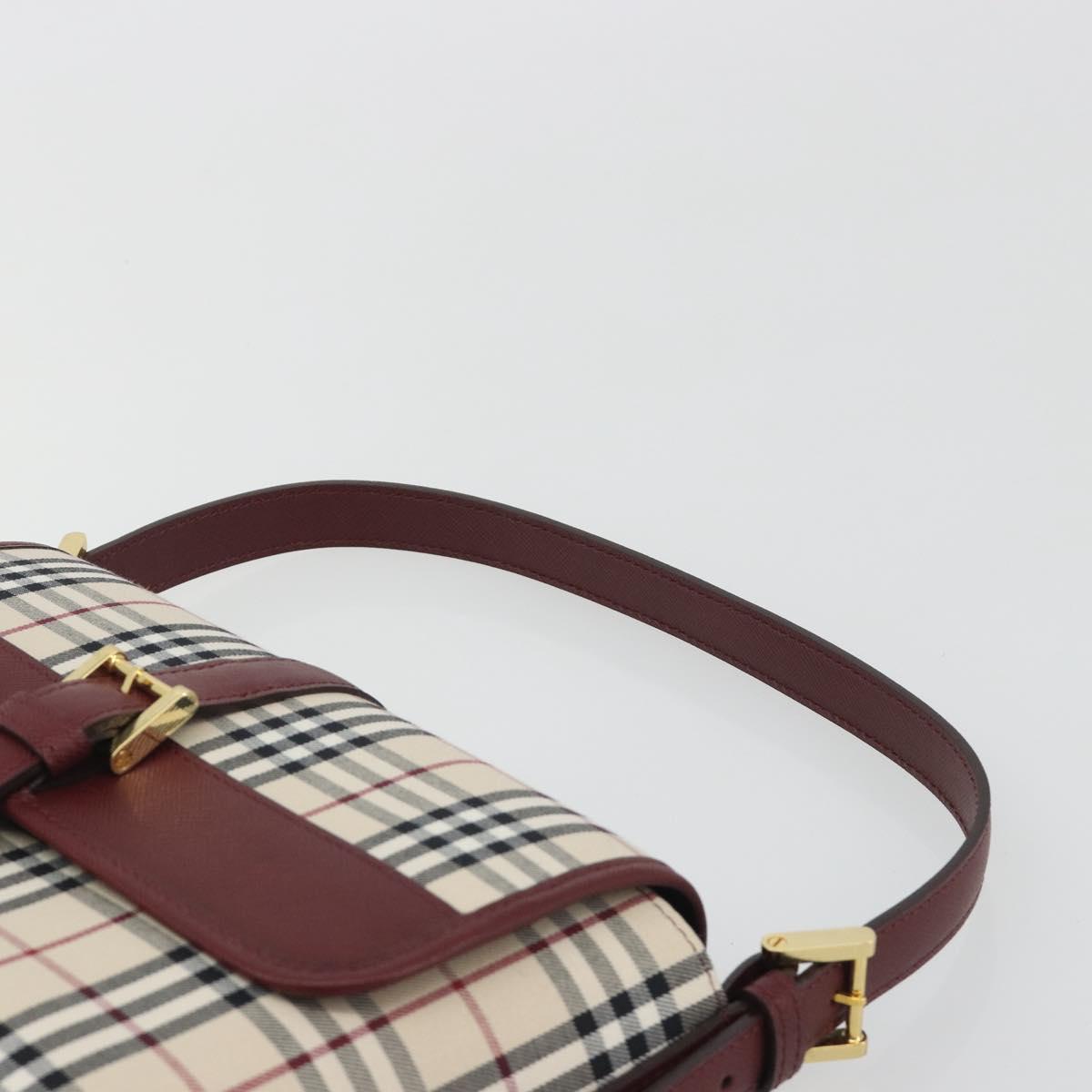 BURBERRY Nova Check Hand Bag Canvas Beige Gold Auth am12032V