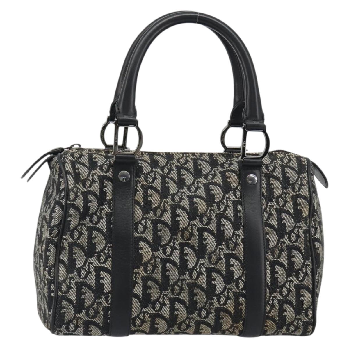 Christian Dior Trotter Canvas Hand Bag Navy Silver Auth am12033A