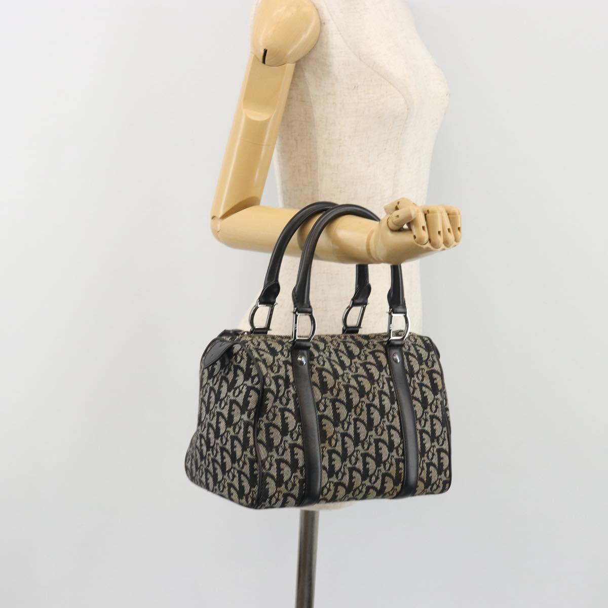 Christian Dior Trotter Canvas Hand Bag Navy Silver Auth am12033A