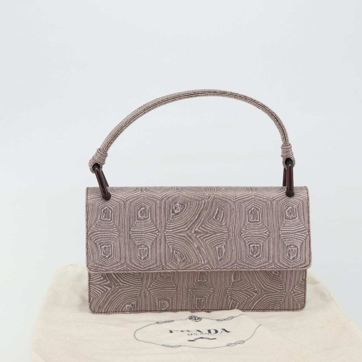 PRADA Hand Bag Leather Purple Silver Auth am12034V