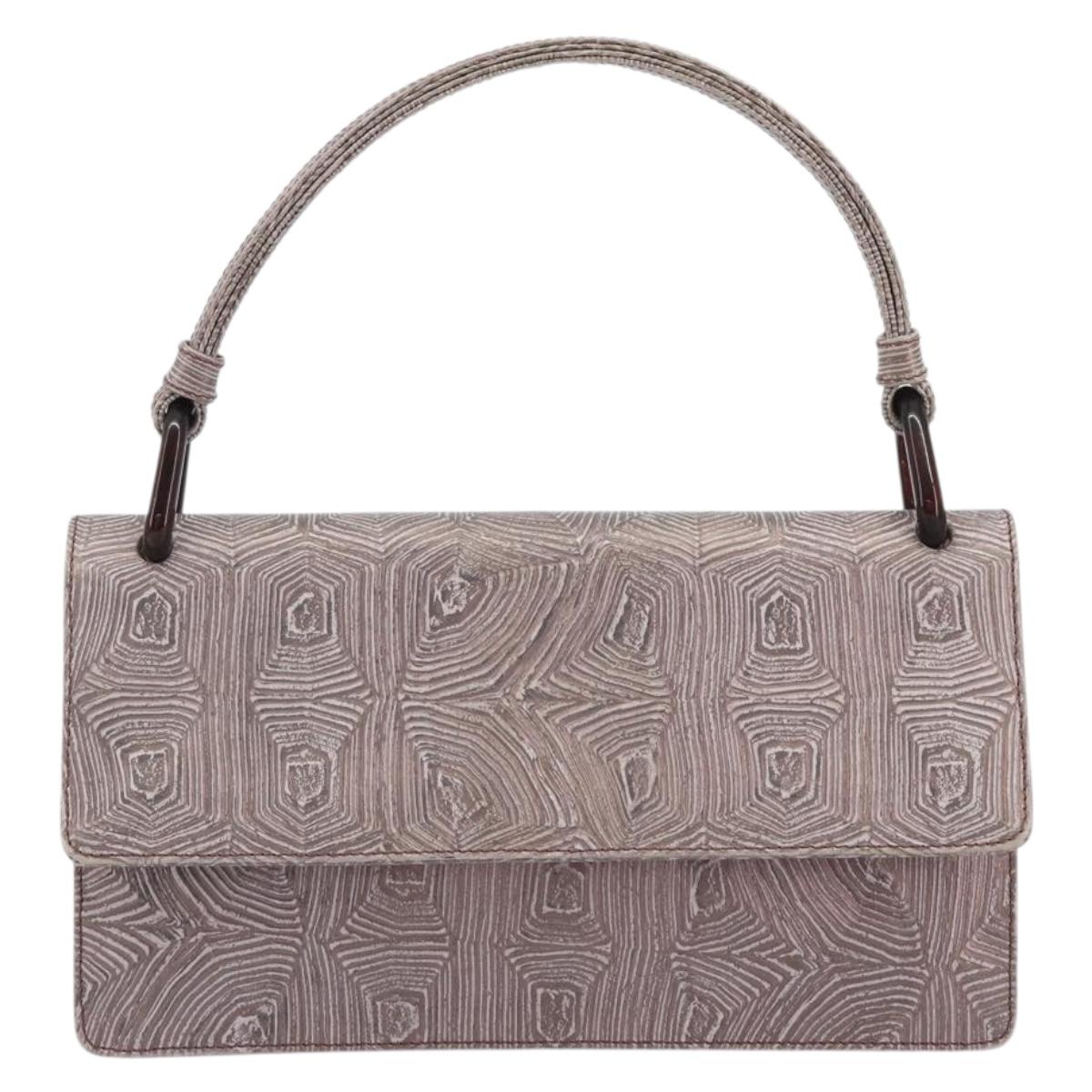 PRADA Hand Bag Leather Purple Silver Auth am12034V
