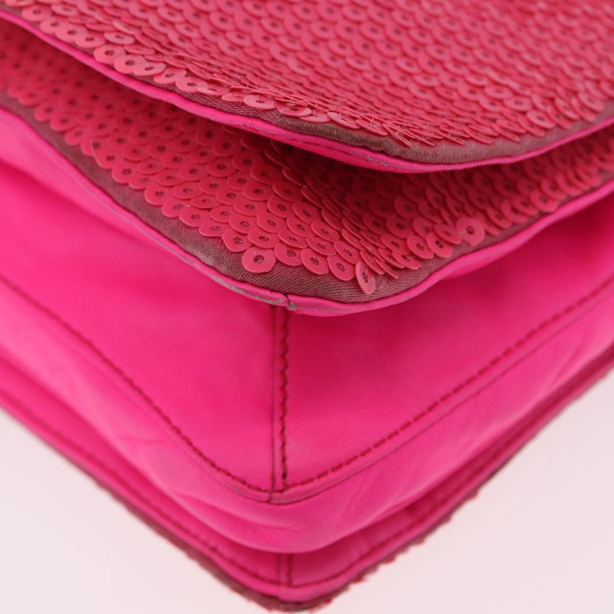 Miu Miu Shoulder Bag Leather Sequins Pink Gold Auth am12035V
