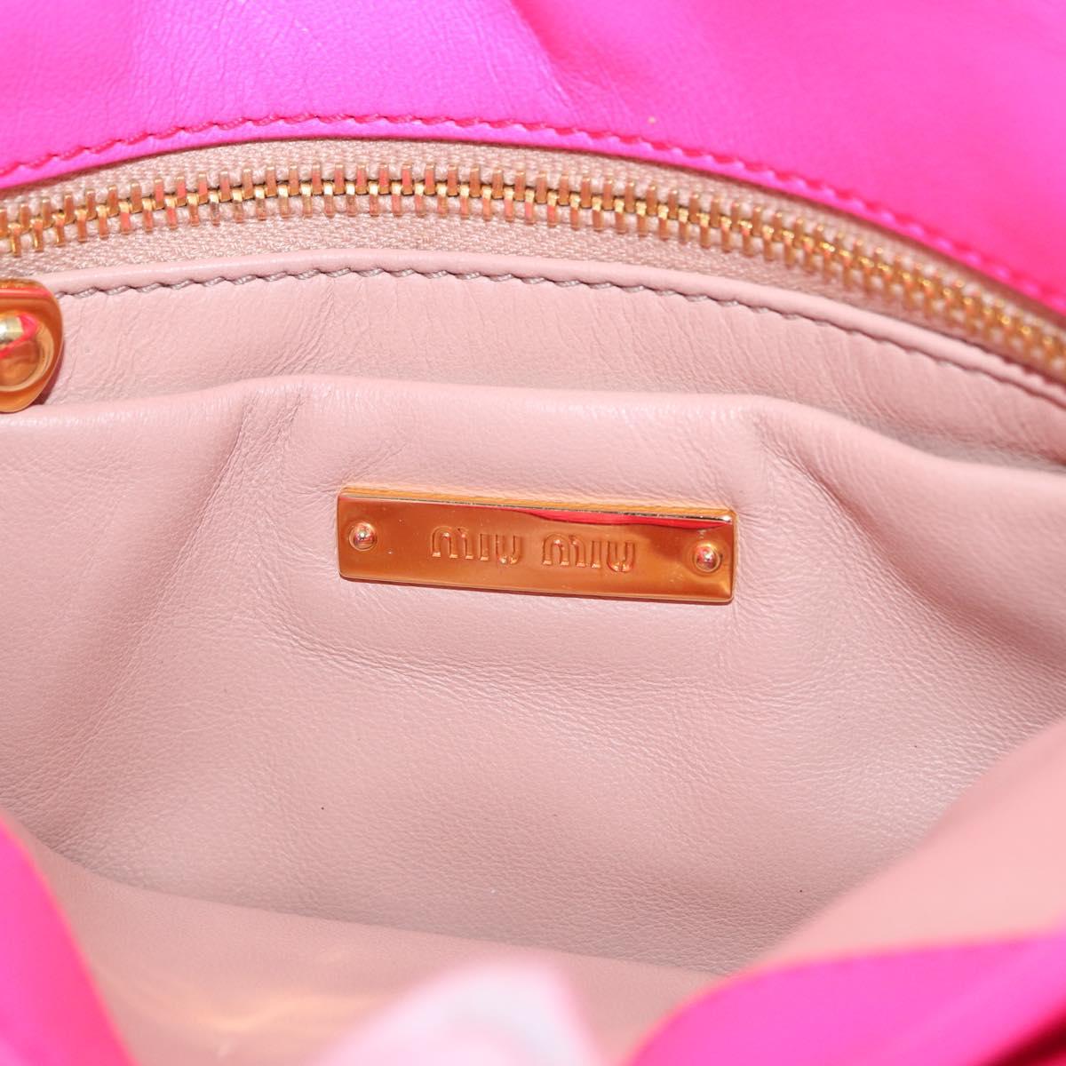 Miu Miu Shoulder Bag Leather Sequins Pink Gold Auth am12035V