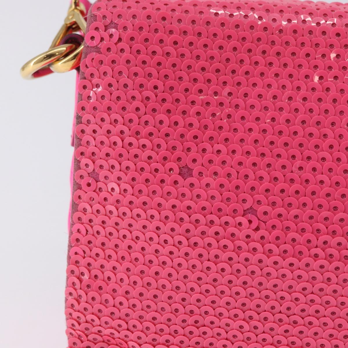 Miu Miu Shoulder Bag Leather Sequins Pink Gold Auth am12035V
