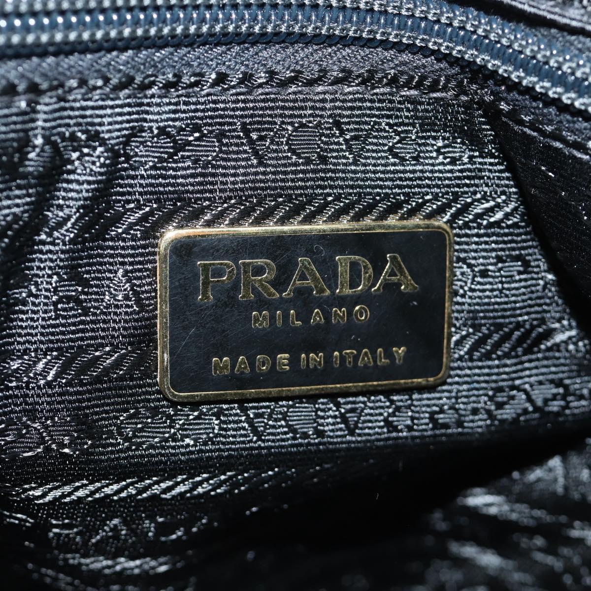 PRADA Chain Tote Bag Nylon Black Gold Auth am12036V