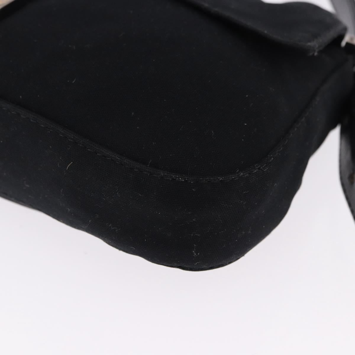 FENDI Mamma Baguette Shoulder Bag Cotton jersey Black Silver Auth am12039A