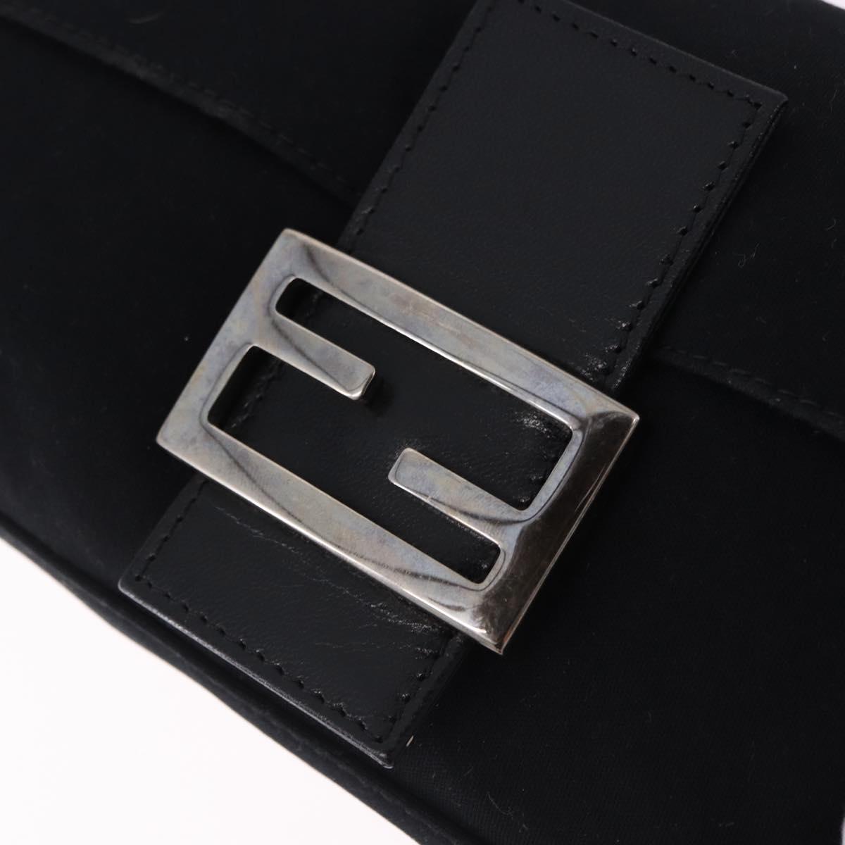 FENDI Mamma Baguette Shoulder Bag Cotton jersey Black Silver Auth am12039A