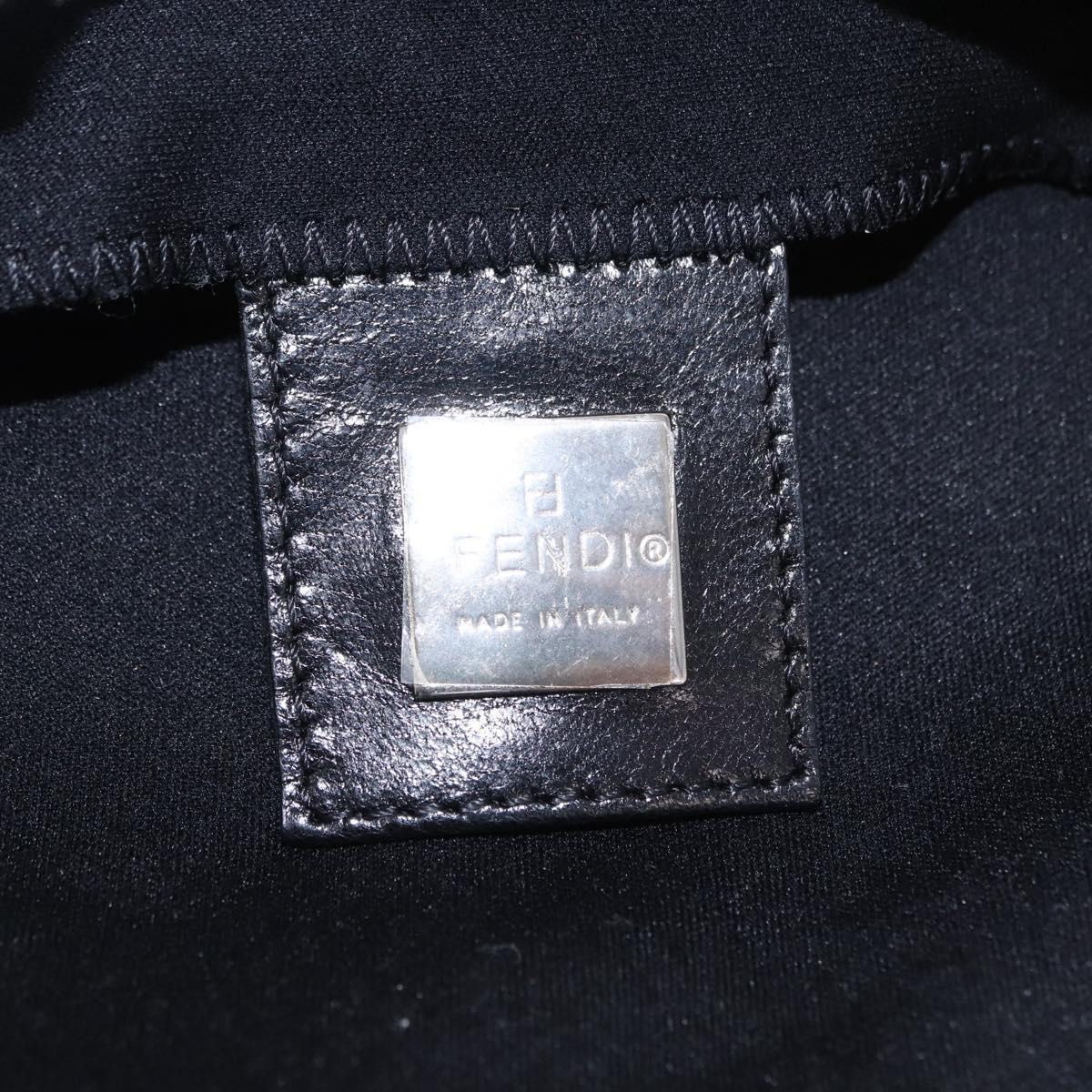 FENDI Mamma Baguette Shoulder Bag Cotton jersey Black Silver Auth am12039A
