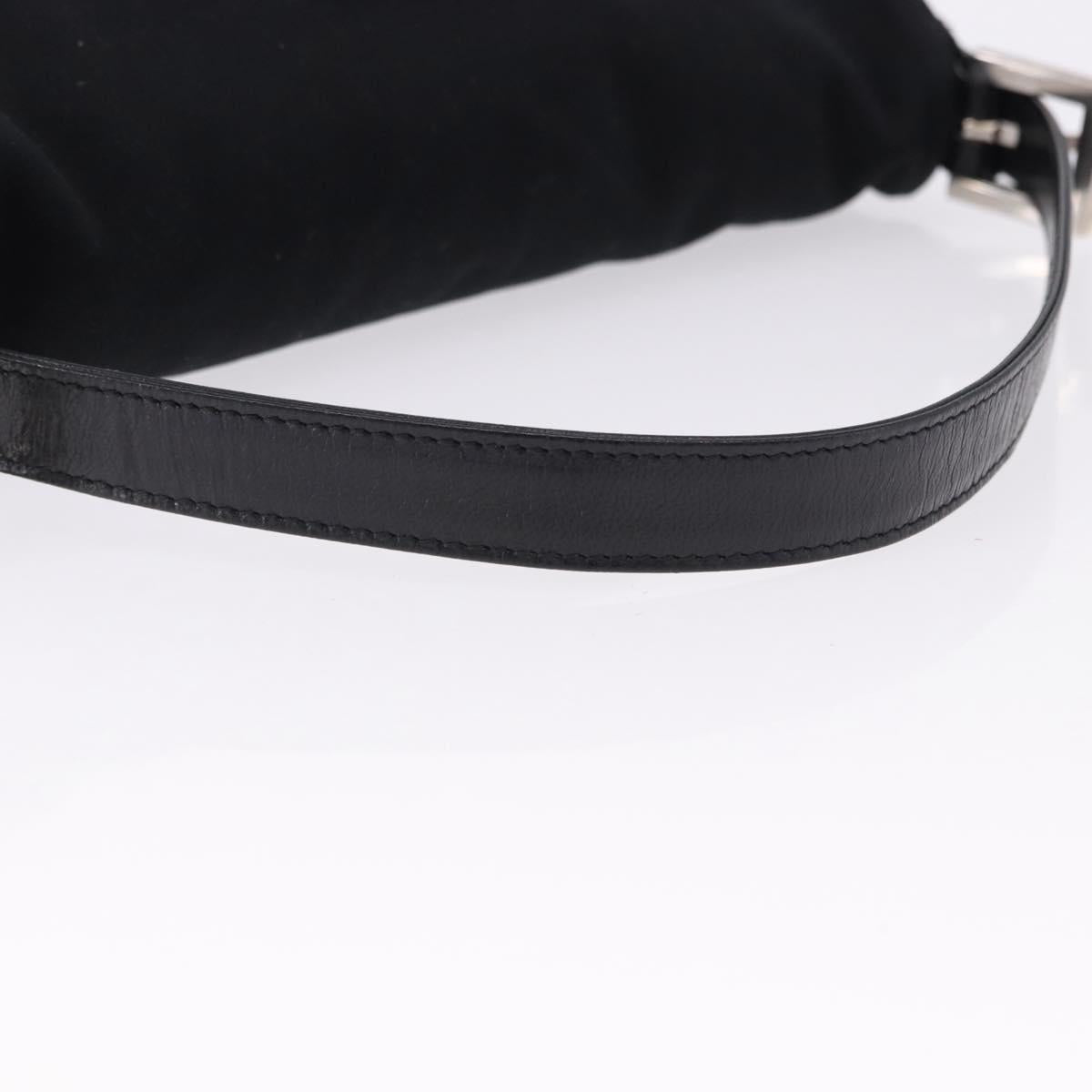 FENDI Mamma Baguette Shoulder Bag Cotton jersey Black Silver Auth am12039A