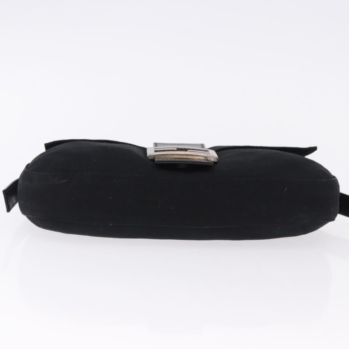 FENDI Mamma Baguette Shoulder Bag Cotton jersey Black Silver Auth am12039A