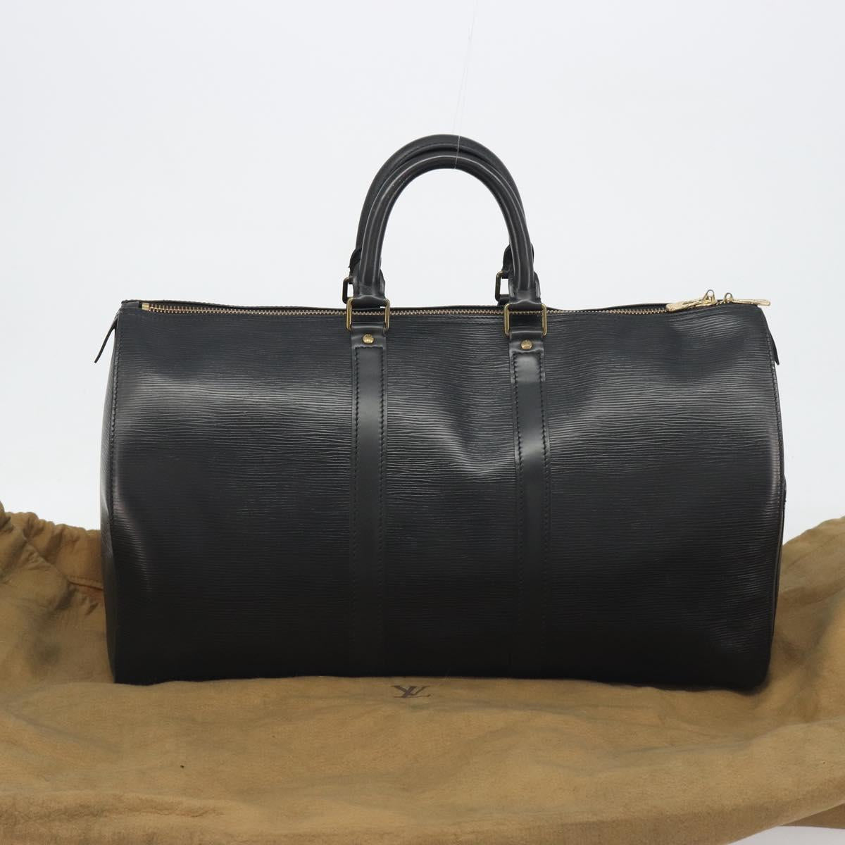 LOUIS VUITTON Epi Keepall 45 Boston Bag Black M42972 LV Auth am12043