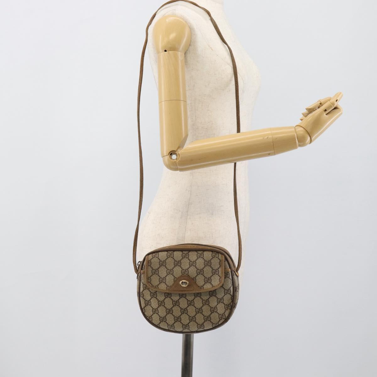 GUCCI GG Supreme Shoulder Bag PVC Beige Gold 56 02 600 Auth am12045