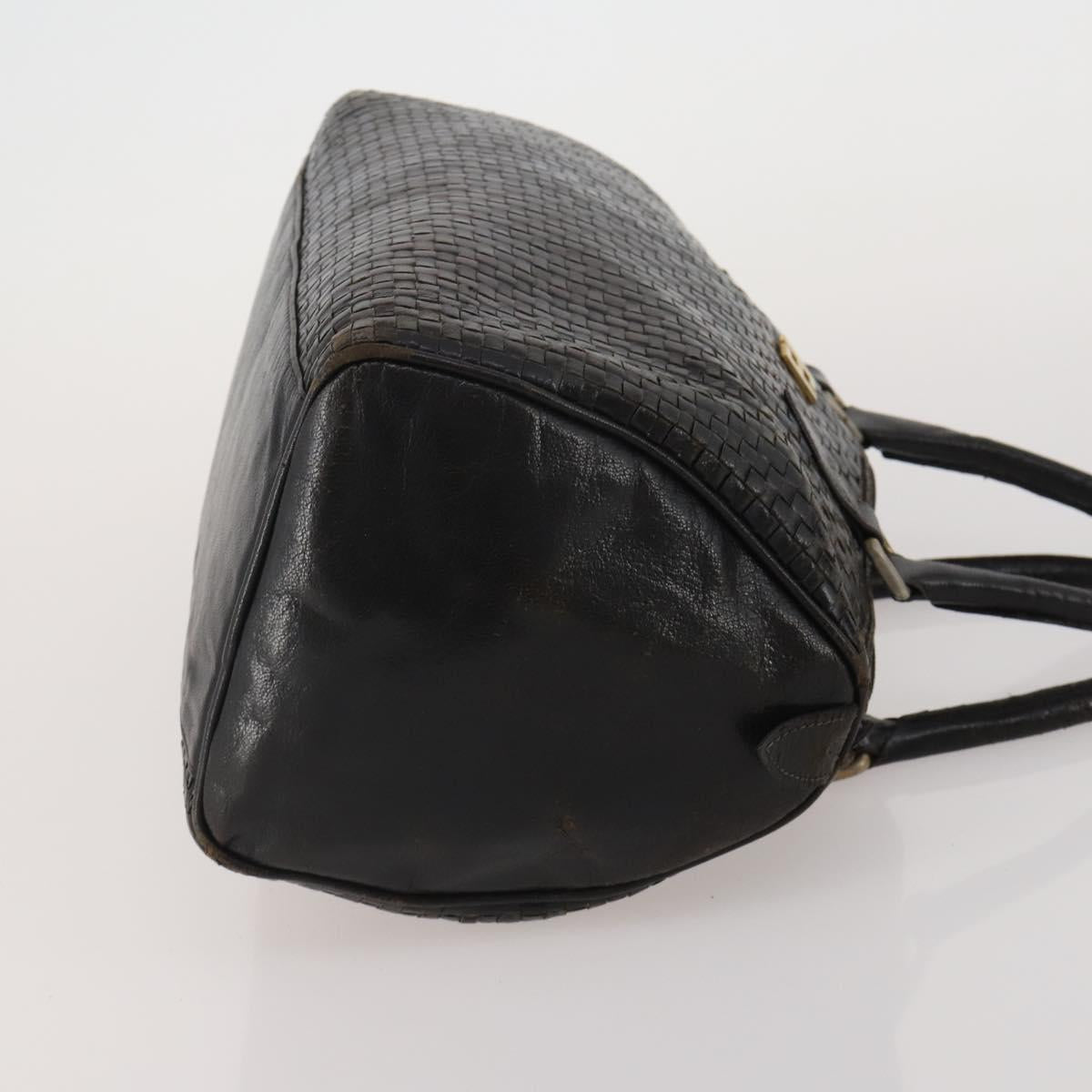 FENDI Zucca Canvas Hand Bag Leather 2 Set Brown Black Auth am12050