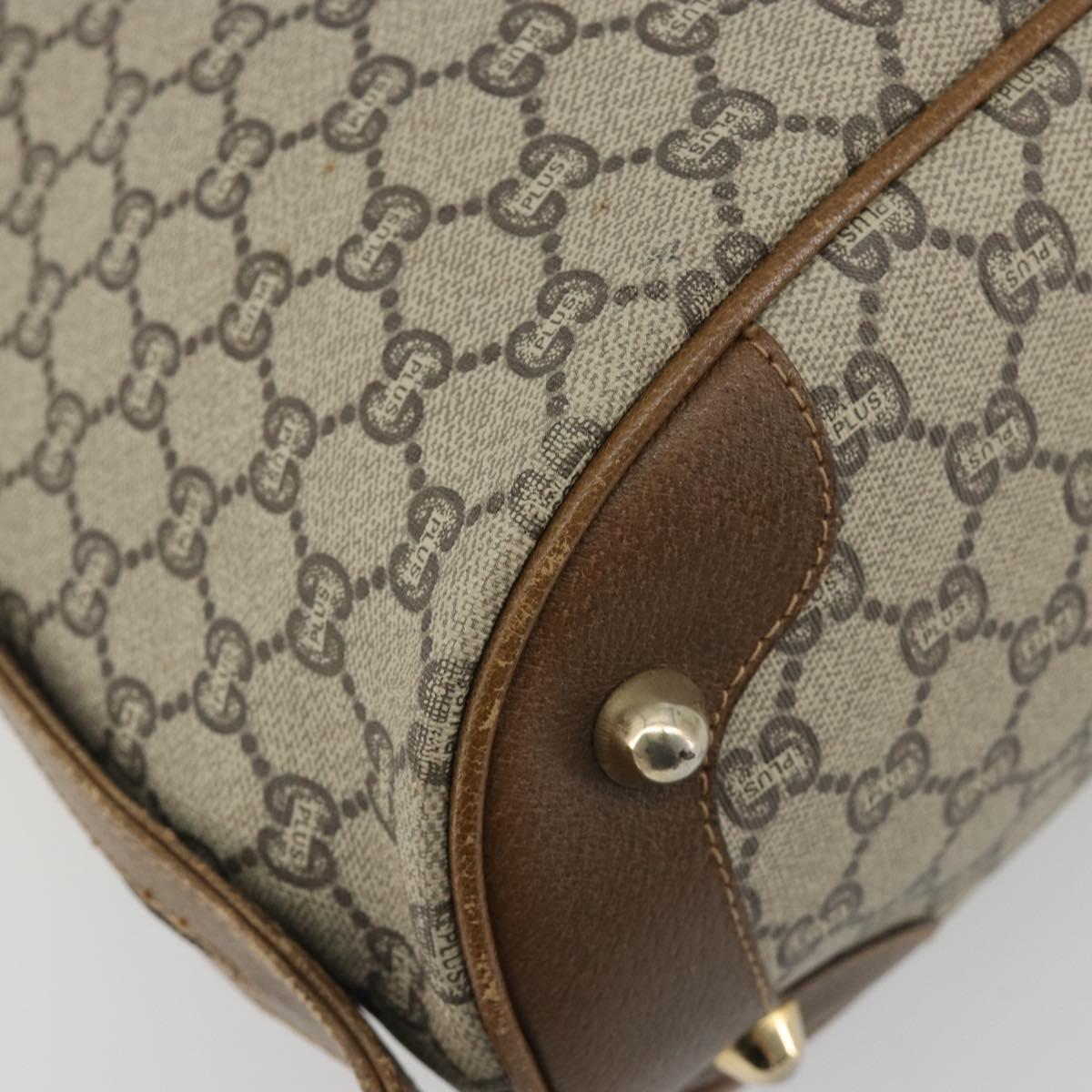 GUCCI GG Plus Supreme Boston Bag PVC Beige Gold Auth am12053