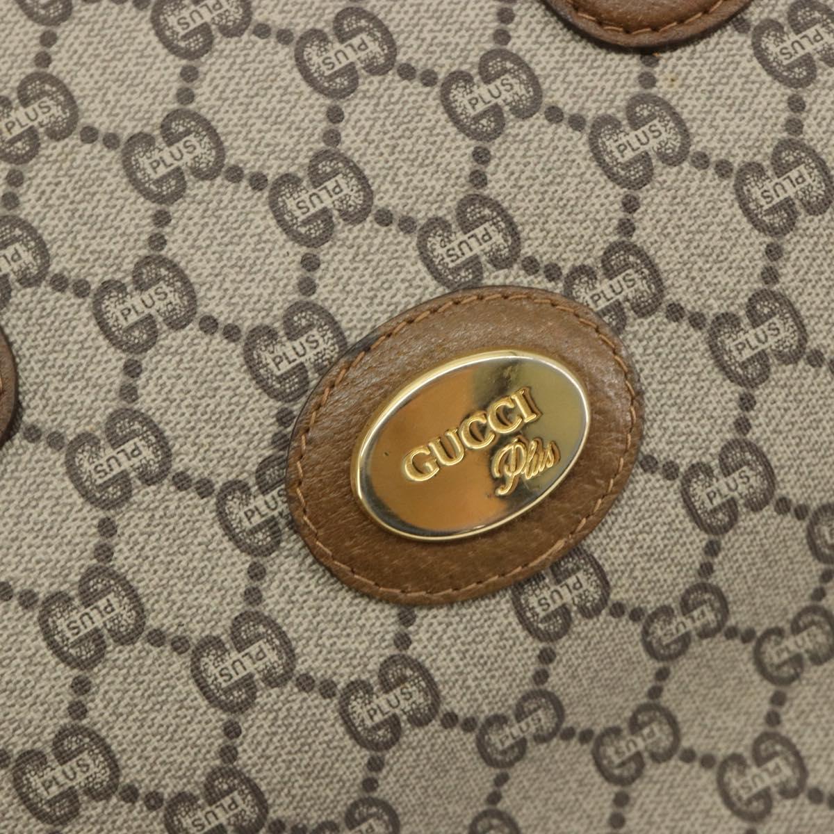 GUCCI GG Plus Supreme Boston Bag PVC Beige Gold Auth am12053