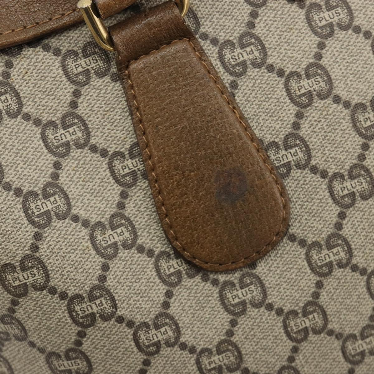 GUCCI GG Plus Supreme Boston Bag PVC Beige Gold Auth am12053