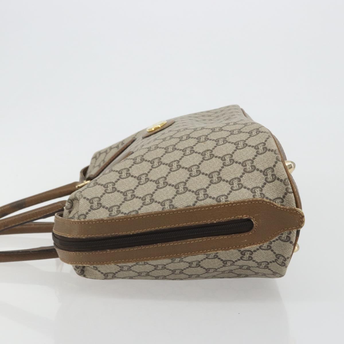 GUCCI GG Plus Supreme Boston Bag PVC Beige Gold Auth am12053