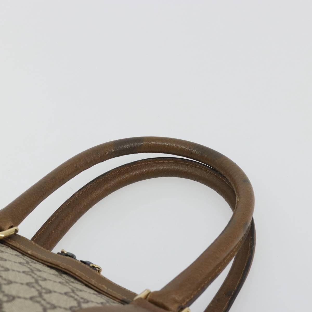 GUCCI GG Plus Supreme Boston Bag PVC Beige Gold Auth am12053