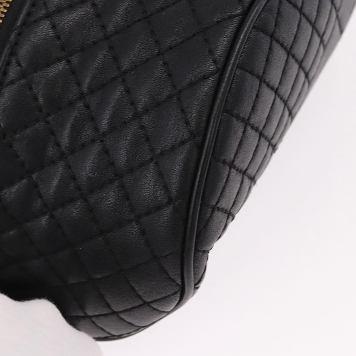 VERSACE Body Bag Leather Black Gold Auth am12055V