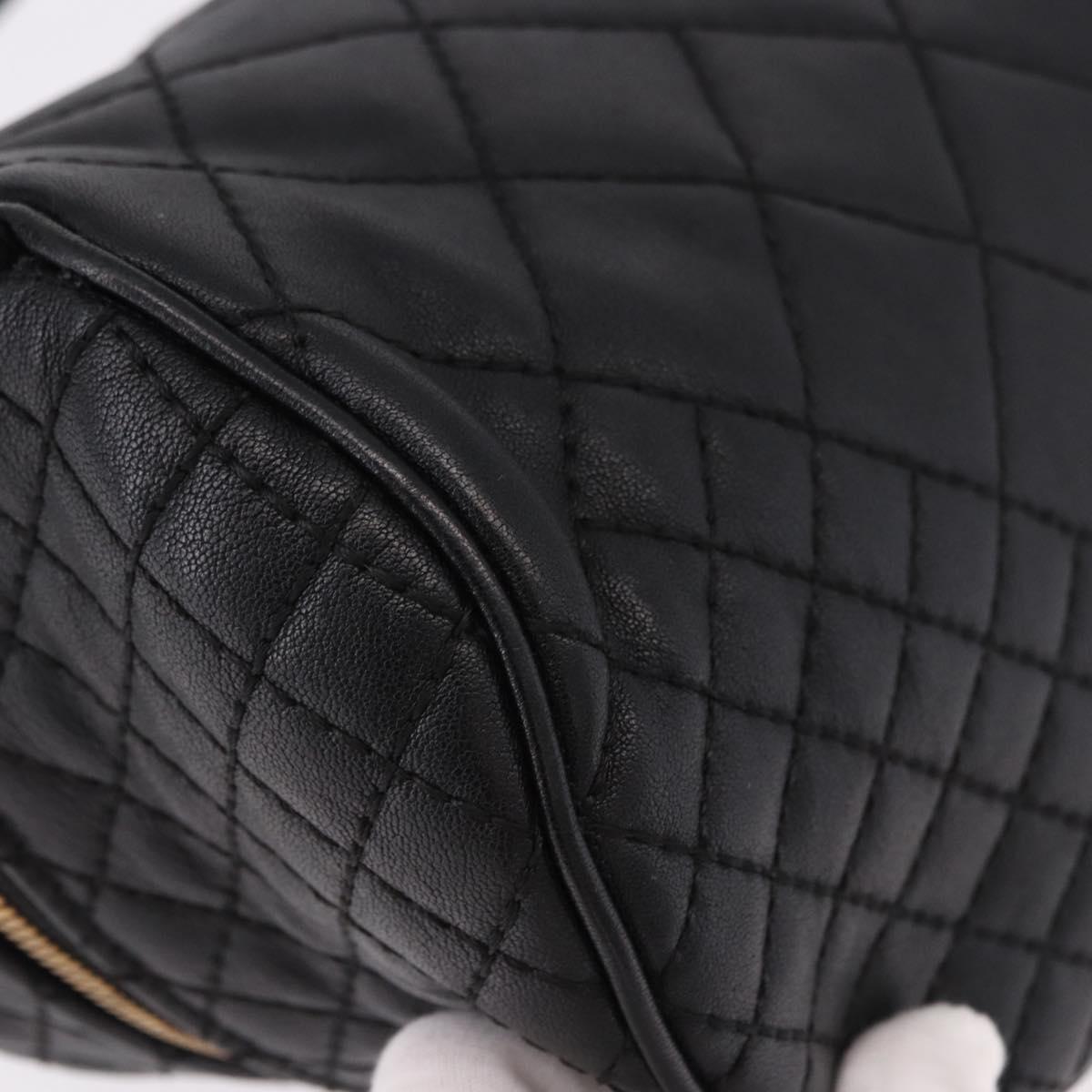 VERSACE Body Bag Leather Black Gold Auth am12055V