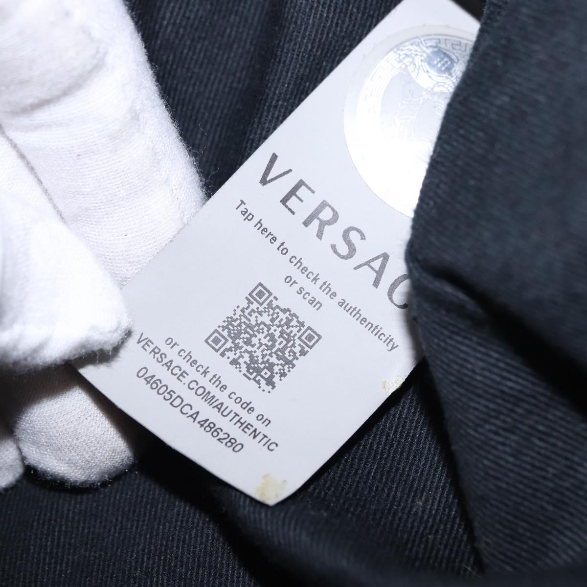 VERSACE Body Bag Leather Black Gold Auth am12055V