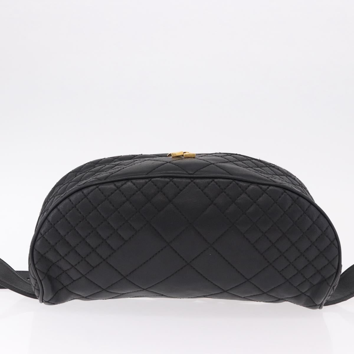 VERSACE Body Bag Leather Black Gold Auth am12055V