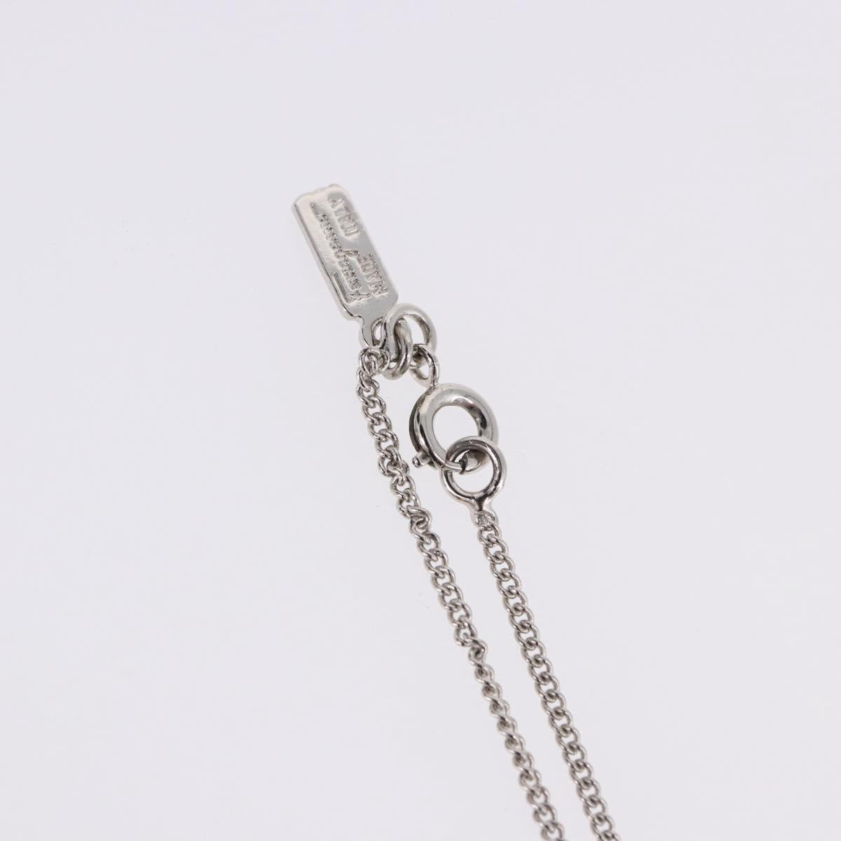 Salvatore Ferragamo Gancini Rhinestone Heart Necklace metal Silver Auth am12057V