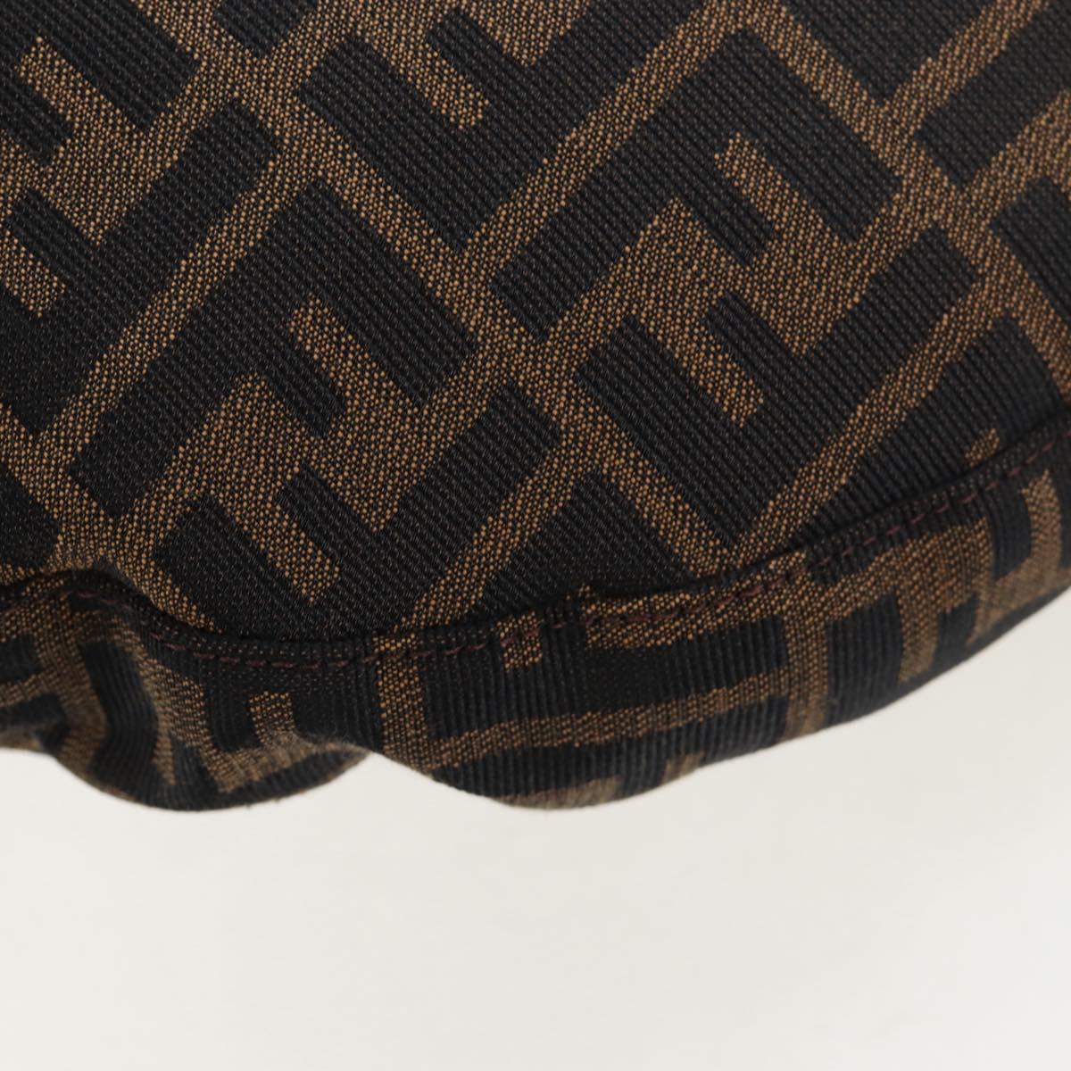 FENDI Zucca Canvas Mamma Baguette Shoulder Bag Brown Black Auth am12058V