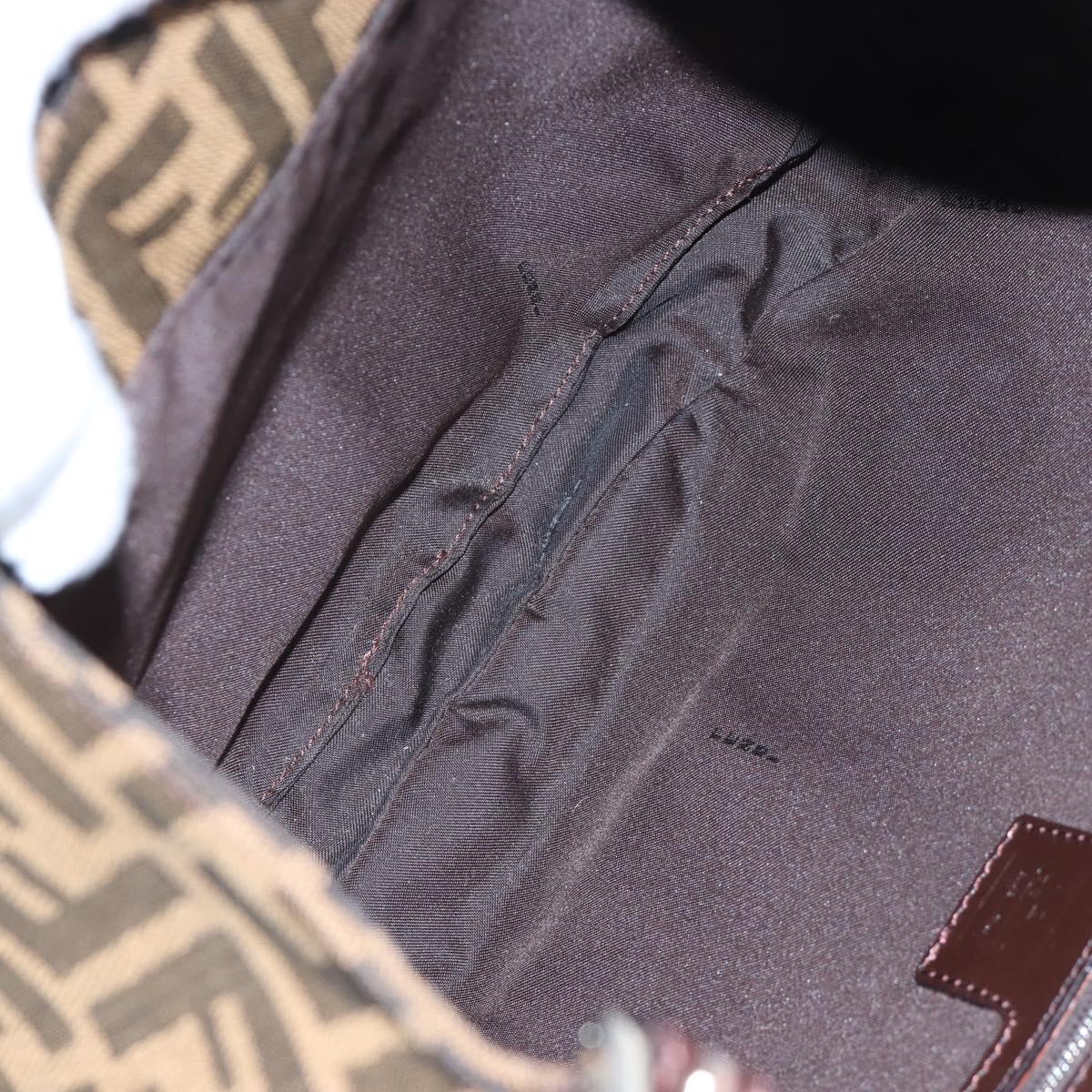 FENDI Zucca Canvas Mamma Baguette Shoulder Bag Brown Black Auth am12058V