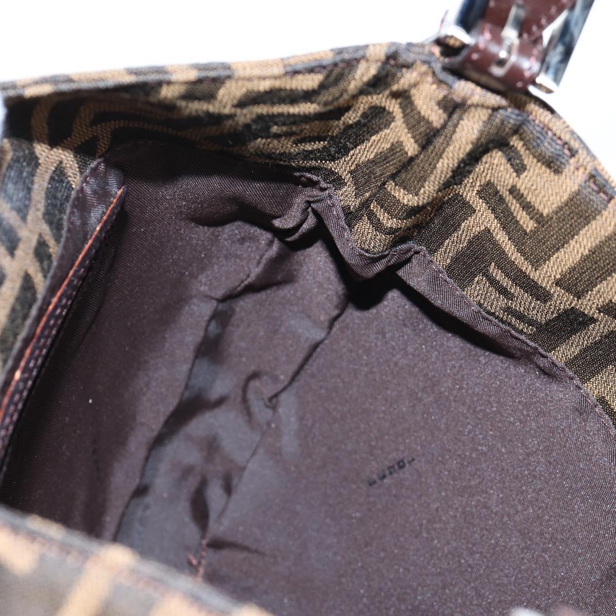 FENDI Zucca Canvas Mamma Baguette Shoulder Bag Brown Black Auth am12058V