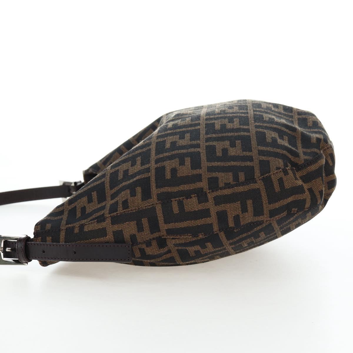 FENDI Zucca Canvas Mamma Baguette Shoulder Bag Brown Black Auth am12058V