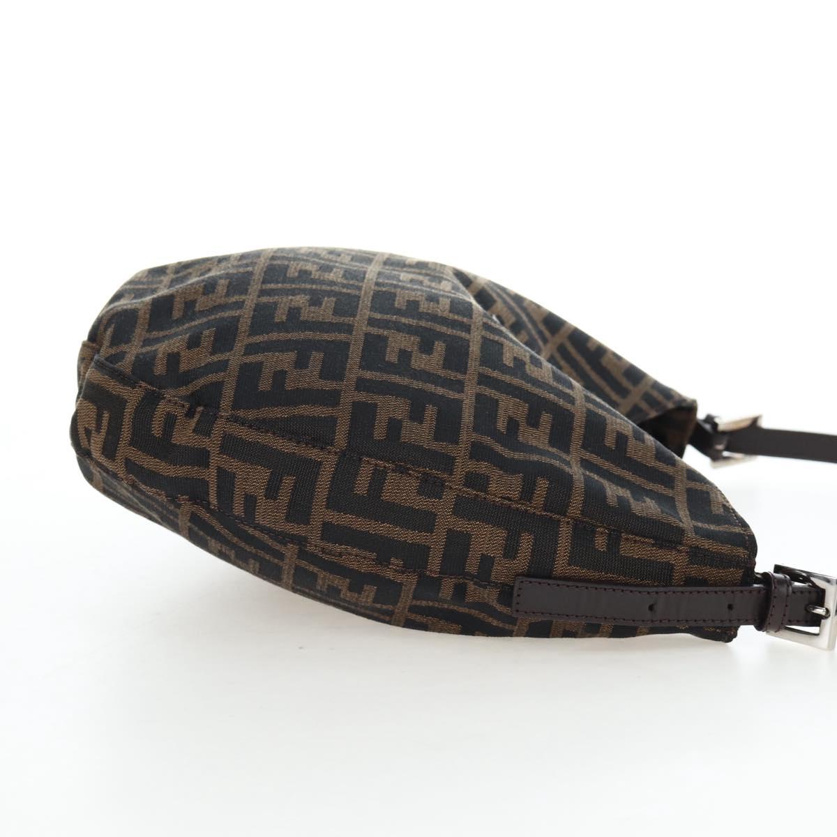 FENDI Zucca Canvas Mamma Baguette Shoulder Bag Brown Black Auth am12058V