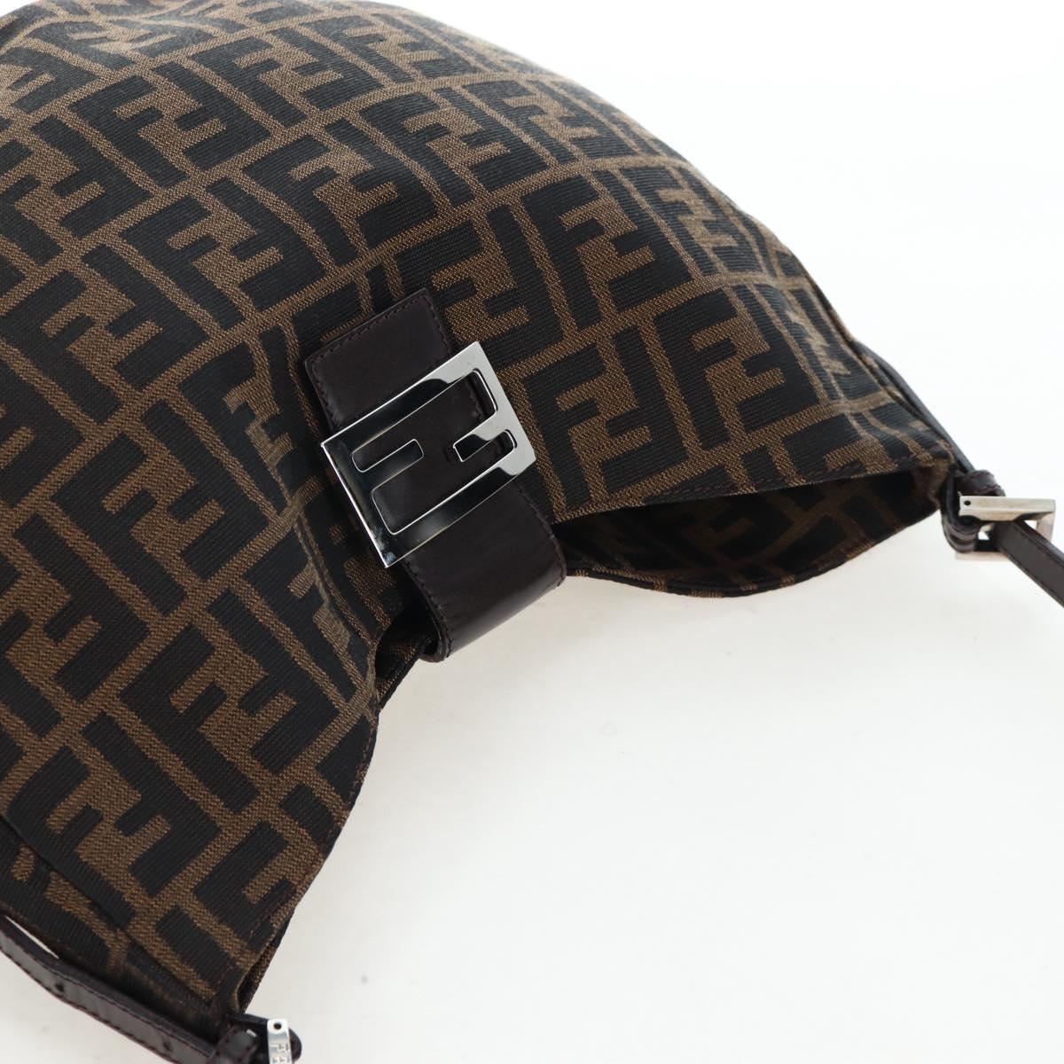 FENDI Zucca Canvas Mamma Baguette Shoulder Bag Brown Black Auth am12058V