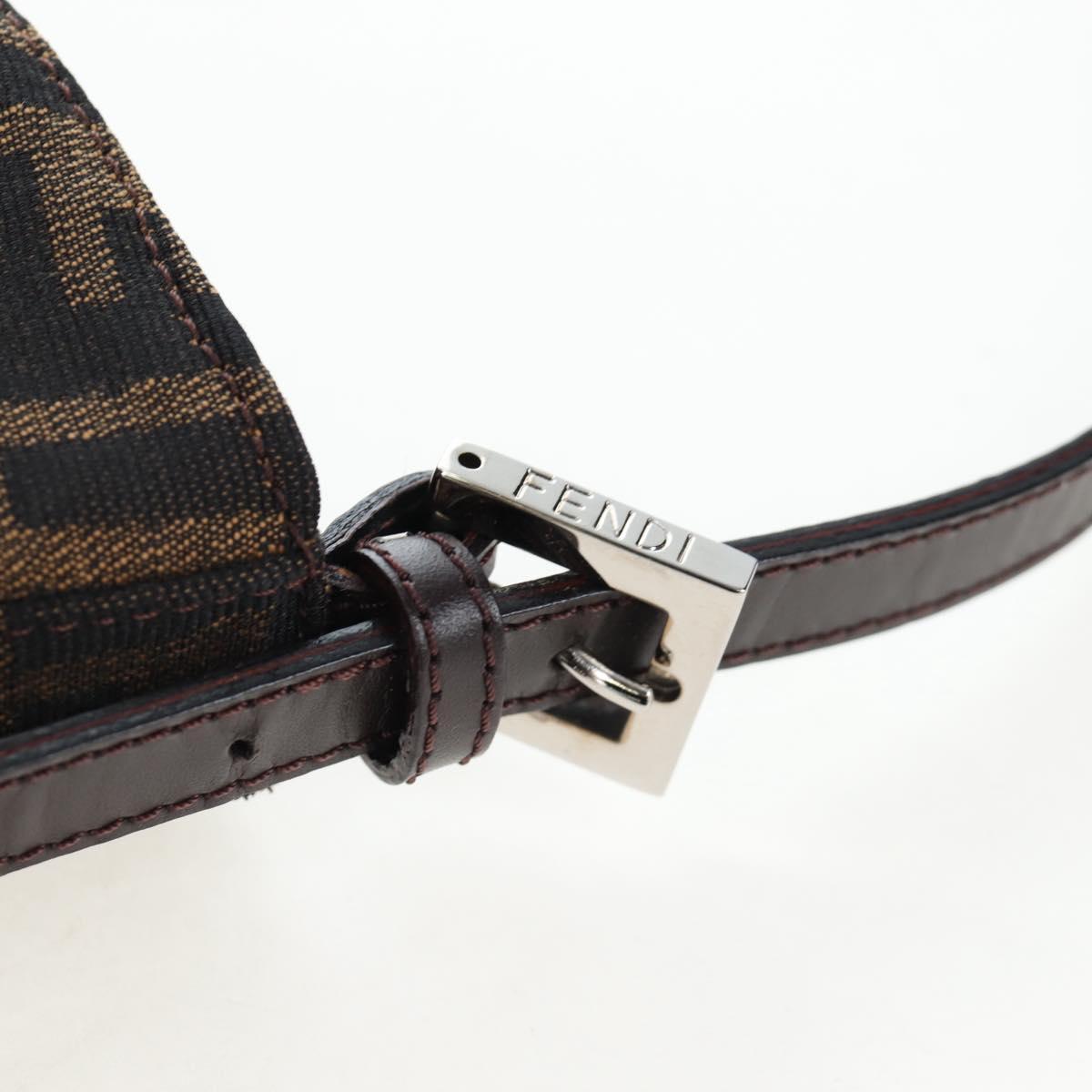 FENDI Zucca Canvas Mamma Baguette Shoulder Bag Brown Black Auth am12058V
