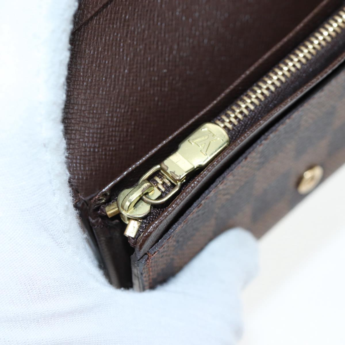LOUIS VUITTON Damier Ebene Porte Monnaie Billets Tresor N61730 LV Auth am12062V