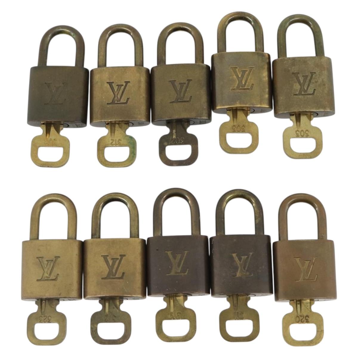 LOUIS VUITTON Padlock 10 Set Padlock metal Gold LV Auth am12065