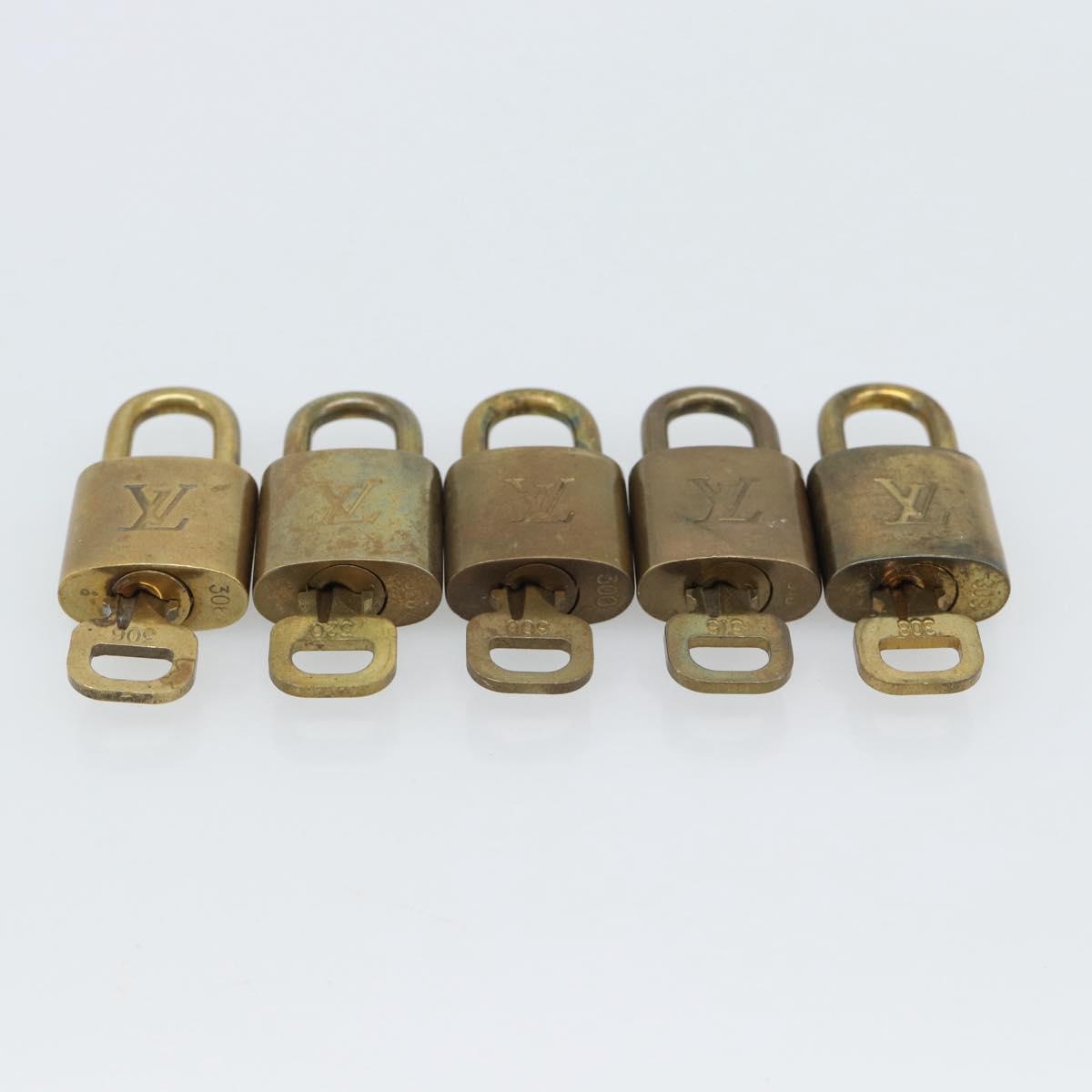 LOUIS VUITTON Padlock 10 Set Padlock metal Gold LV Auth am12066