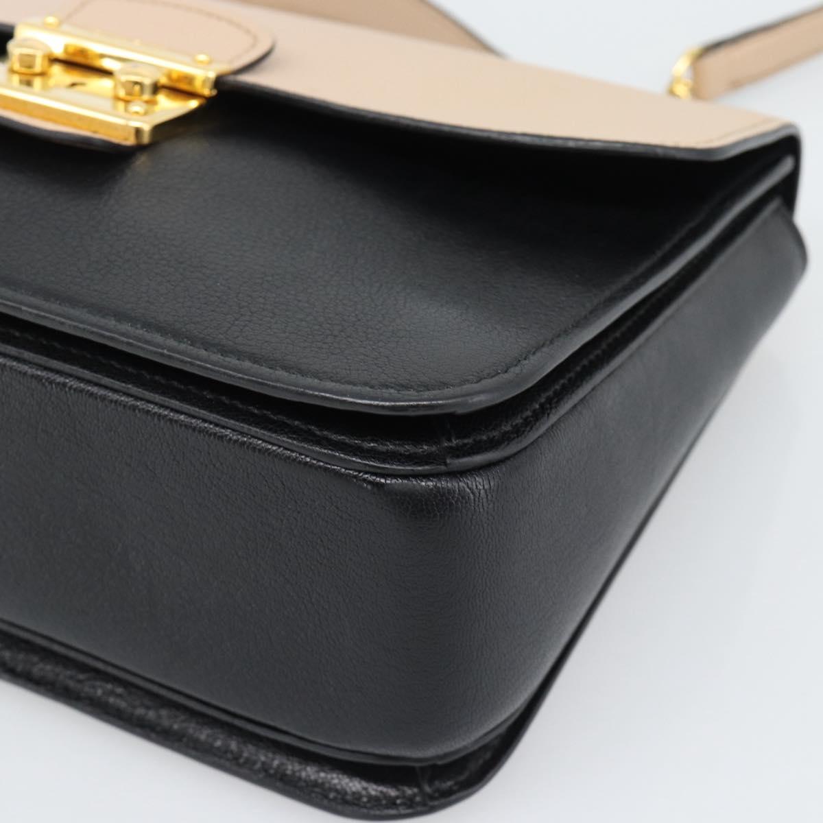 Miu Miu Ready lock Hand Bag Leather 2way Black Gold Auth am12067V