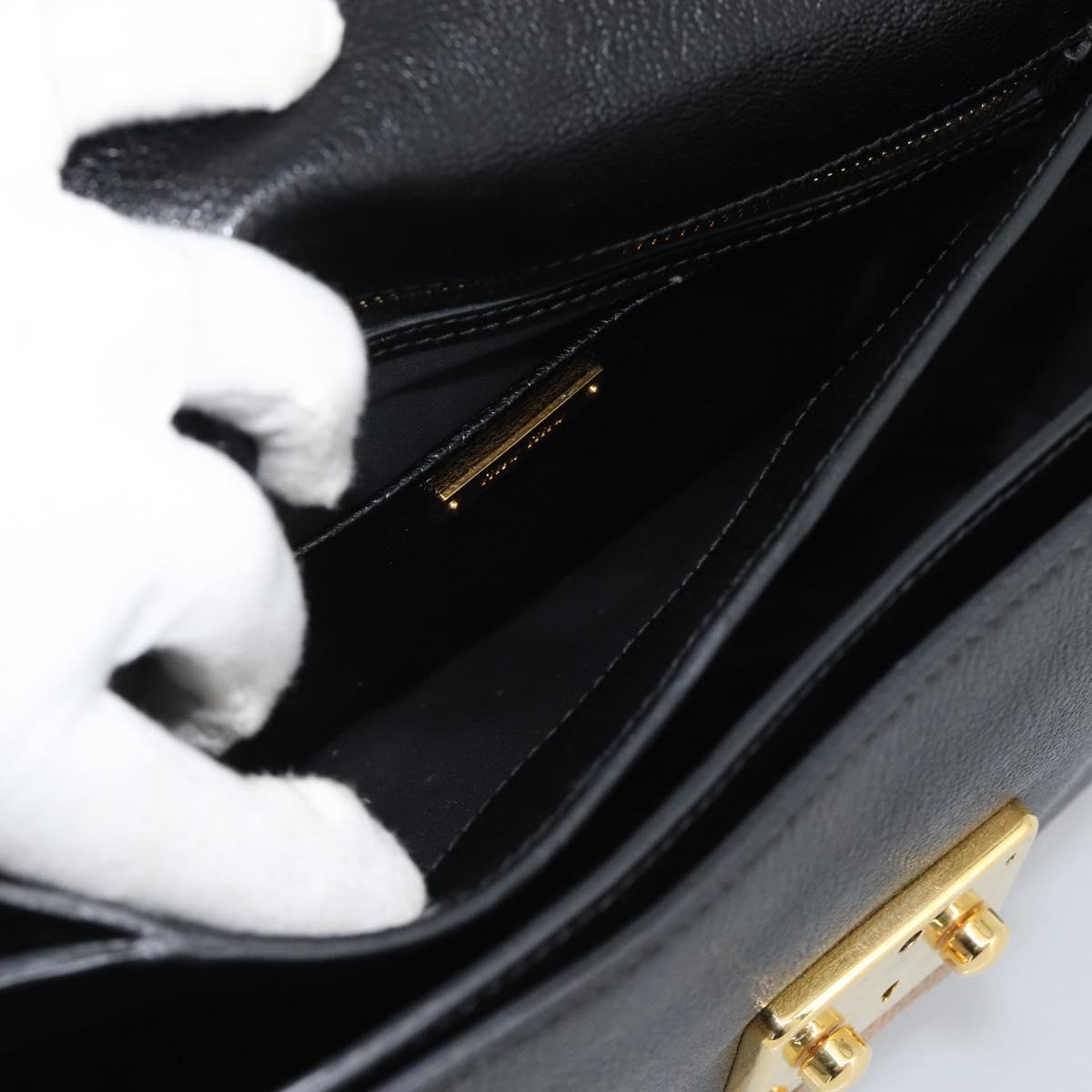 Miu Miu Ready lock Hand Bag Leather 2way Black Gold Auth am12067V