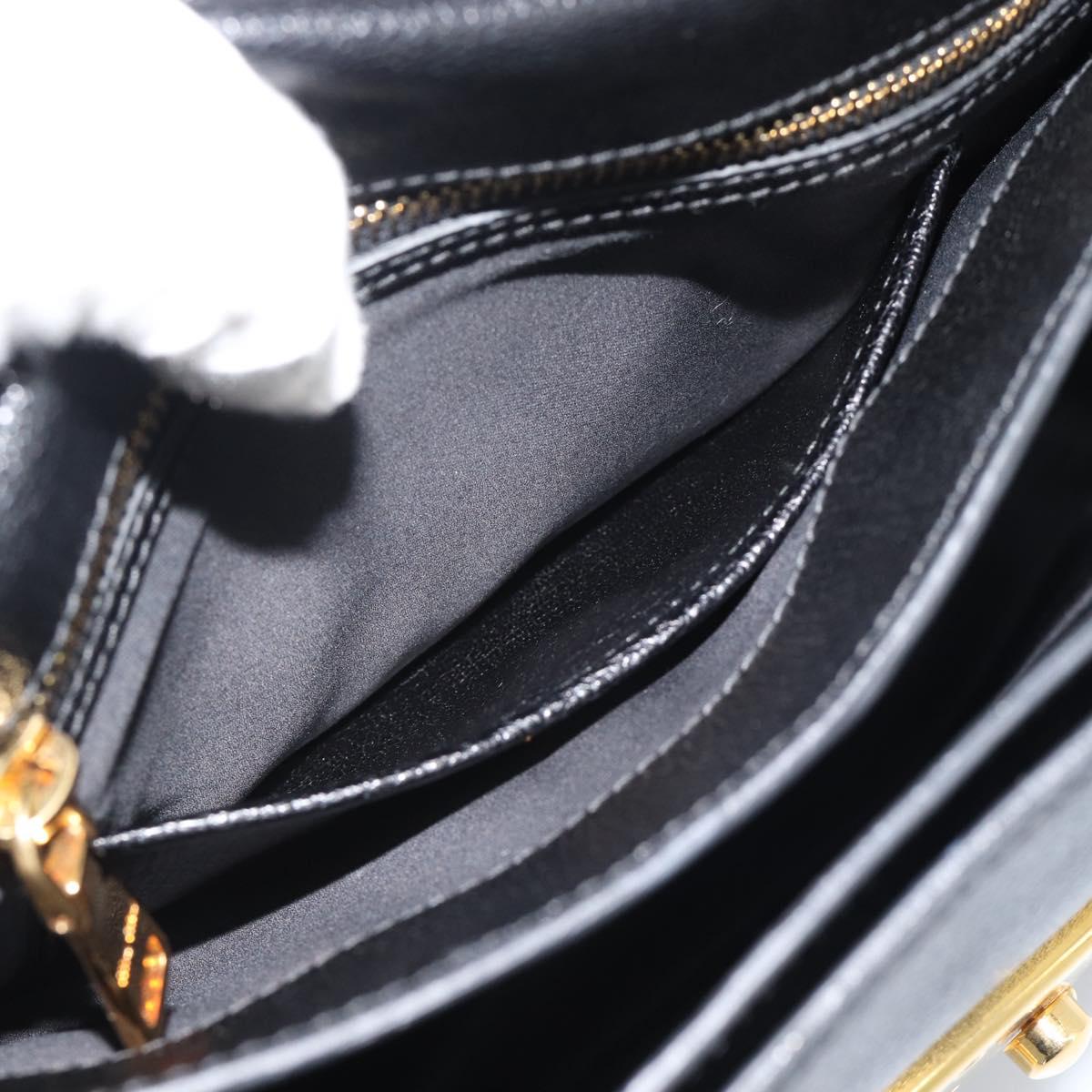 Miu Miu Ready lock Hand Bag Leather 2way Black Gold Auth am12067V